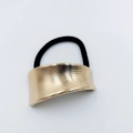 Elegant gold brushed alloy ponytail holder hair ring with high elastic black rubber band - Brushed Metal Ponytail Clip (Includes 30 Hair Ties)