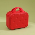 Mini 14-inch red suitcase cosmetic case with diamond embossed texture and top handles - Red