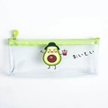 Transparent pencil case with green zipper and cute cartoon avocado print illustration - Avocado with Hat