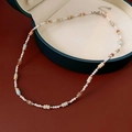 Boho geometric beaded necklace with white pearls and colorful glass beads for women - Silver-White Beaded (92#)