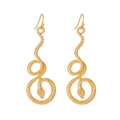 Vintage golden twisted snake earrings with detailed scale texture and bohemian style - Large Coiled Snake Style (5938) / Gold (KC Gold 5938)