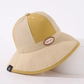 Dettaglio cappello a secchiello per bambini bicolore con toppa aimax in tessuto - Taglia Unica (52cm) / Beige Giallo Patchwork