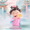 Cute Tang Dynasty lady figurine in pink dress playing a yellow drum, creative desktop decor - 1056-15E Drumming