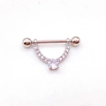 Silver stainless steel heart nipple ring with clear zircon stones on white background - Steel - Arch Main Zircon