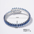 Detail view of marquise-cut blue gemstone bracelet with size 5.1cm and 11.1g weight - Silver Base with Blue Gem (B00432-31)