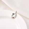 18K silver plated pendant with white mother of pearl and green and red gemstones - Style G / White Gold