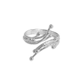 Minimalist S925 sterling silver open ring with vine texture in bright silver finish - Adjustable Open / White Gold