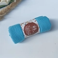 Pleated bubble cotton viscose shawl in bright lake blue color with handmade paper wrap - Style #62