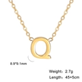 18K gold plated stainless steel letter Q pendant necklace with 45cm adjustable chain - Letter Q