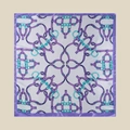 90cm Seidenimitat-Viereckstuch mit Kettenprint, lila Rändern und Pferdegeschirr-Muster - Lila Reitsport Kettenmuster / Lila
