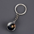 Luminous Saturn planet keychain with silver metal ring and glass cabochon pendant - Standard Spec / Saturn
