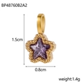 Macro detail of gold star pendant with purple zircon and specific dimensions 1.5x0.8cm - BP48760B2A2-Purple Star Pendant