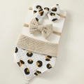 3-pack baby bandana bib and leopard print bow headbands set made of soft cotton gauze - Style 4-Classic Leopard Print