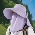 Cappello parasole viola chiaro da donna con tesa larga e protezione per il collo - Viola