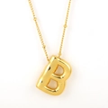 Collana con ciondolo dorato a forma di lettera B stile palloncino e catena a sfere - Oro - B