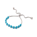 Bracelet ajustable en acier inoxydable avec perles turquoise et accents argentés - Bleu Acier (KB151883-Z)
