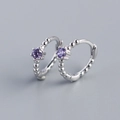S925 sterling silver bubble hoop earrings with sparkling purple zircon gemstone - Platinum Plated (Purple Zirconia)