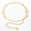 Golden metal geometric circle chain belt with lobster clasp and adjustable link chain - 19465 Gold