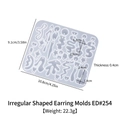 Translucent irregular geometric earring silicone mold with size 10.8x9.1x0.4cm dimensions - Irregular Earring Mold ED#254