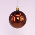 Glossy bronze Christmas ball ornament with golden hanging cord on a pink background - 2cm / Coffee Shiny (No Cap/String)