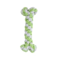 Detail of green and white cotton rope bone toy for dog dental cleaning and play - B10206-Style 11 (Rope Bone)