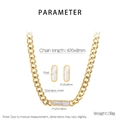Detalles del conjunto de joyas en acero inoxidable dorado con incrustaciones de nácar - Blanco Roto (KS215414-LX)