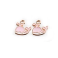 Colgantes de ballena en aleación dorada con esmalte rosa para hacer joyas y llaveros DIY - Rosa