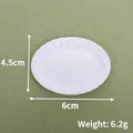 Miniatura piatto ovale bianco per casa delle bambole con trama a conchiglia 6x4,5cm - N. 16 (6cm) / Bianco