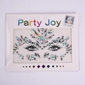 Iridescent acrylic face crystal stickers in decorative pattern with Party Joy packaging - HF-74