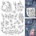 Dettaglio dello stabilizzatore per ricamo con colibrì su tasca di jeans e ricamo finale - Modello G