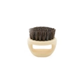 Men's finger ring beard brush with cream plastic base and dense boar bristles - Beige Handle (Dark Bristles)