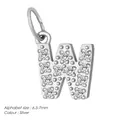Silver stainless steel letter W pendant with sparkling zircon inlay measuring 7mm - Letter W(ZP39269) / Steel