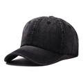 Gorra de béisbol clásica de mezclilla de algodón lavado negro con textura vintage - Ajustable / Negro