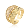 18K gold plated copper wide geometric ring with pink zircon pave and spiral design - Adjustable Open / Gold
