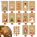 Set of 24 Christmas kraft paper envelopes with stickers featuring Santa and deer designs - s709 (24 Pieces Set with Stickers)