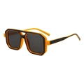 Gafas de sol cuadradas naranja y negro con lentes gris oscuro y detalles de metal fino - Montura Negra Naranja Lentes Negras