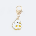 Cute white chicken keychain pendant with a gold heart-shaped lobster clasp for bags - Gesture Duck