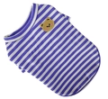 Purple and white striped dog polo shirt with a small brown bear embroidery patch - Striped T-shirt Purple