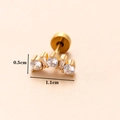 Orecchino a perno dorato con zirconi curvi e dimensioni di 1,1 cm x 0,5 cm - Oro 7# (Tre Pietre Arco)
