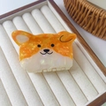Niedliche orange-weiße Corgi-Haarklammer aus Acetat mit Marmortextur auf Schmucktablett - 2# Corgi Kopf Haarkralle