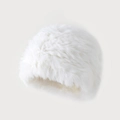 Sombrero de pescador de pelo sintético blanco, gorro de peluche grueso y cálido de invierno - Talla única / Blanco