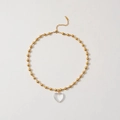 Minimalist heart pendant necklace with gold bead chain and transparent crystal heart - Transparent Heart Pendant (cz)