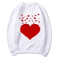 Felpa girocollo bianca con grande grafica a cuore rosso nella taglia M - S / Bianco Slogan