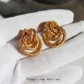 Orecchini a cerchio intrecciati vintage dorati di dimensioni 2,4 cm per 2,0 cm - Stile a Corda Intrecciata a Spirale Oro
