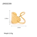 Anillo abierto de acero de titanio dorado con textura irregular y banda entrelazada - JDR202399-Oro Martillado Irregular