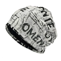 Gestrickte Beanie im Distressed-Look mit Buchstabendruck und Fransen im Streetwear - Beige Distressed mit Druck
