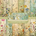 6x6 inch vintage floral scrapbook paper pad with 24 sheets of 160gsm cardstock - R2426a 24 Sheets