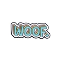 Cartoon 'WOOF' enamel pin with colorful pop art style shadows for jackets and hats - Multicolor WOOF