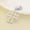 Poliertes silbernes Hohlkreuz-Anhänger mit Karabinerverschluss für Schlüsselanhänger - 20x15mm Stahl Poliertes Hohlkreuz (KLJ7004-Z)