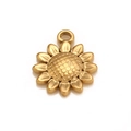 Golden stainless steel sunflower pendant charm accessory for DIY jewelry making - Gold